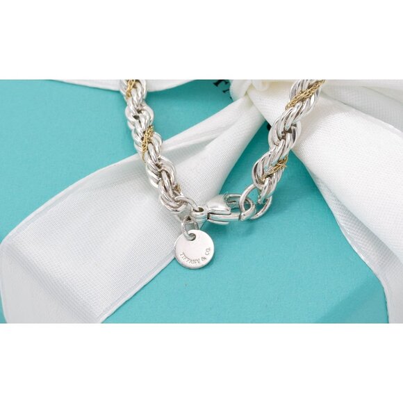 Tiffany & Co. Bracelet Vintage Twisted Rope Unisex Bracelet in Silver & 18K Gold - Picture 5 of 7